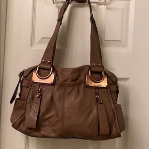 B. Makowsky double strap brown rose gold accents